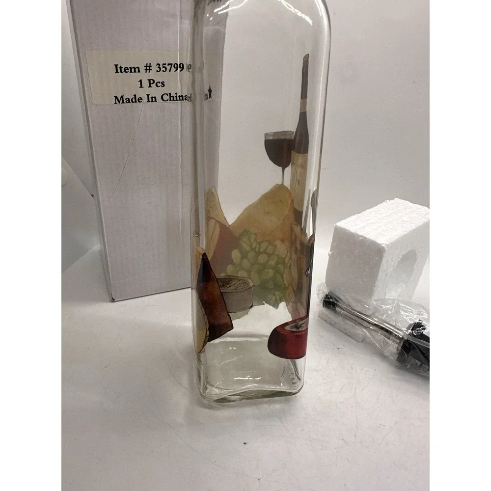 Glass Oil Bottle Dispenser Wine Cheese Design Kitchen Cruet w Pour Spout